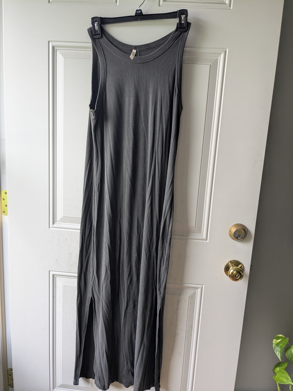 BE COOL Charcoal Tank Maxi Dress with Side Slits